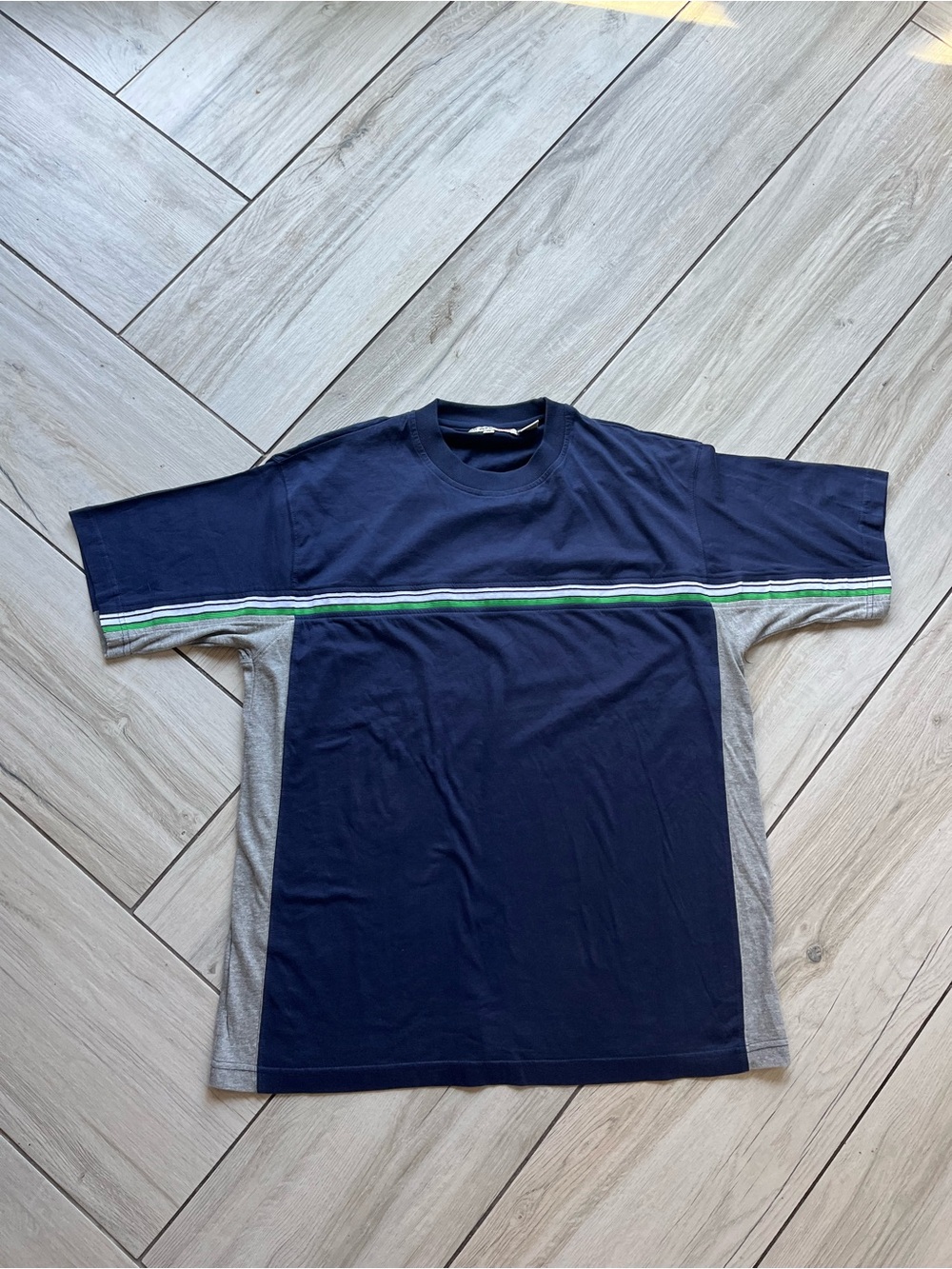 Point Zero Vintage Men's Navy Blue Crewneck Stripe T‑Shirt